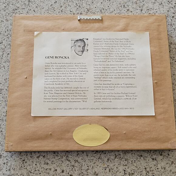 Gene Roncka Signed Frame 'Evening Light' Transfer Picture Print Gold Framed Art - Picture 11 of 12